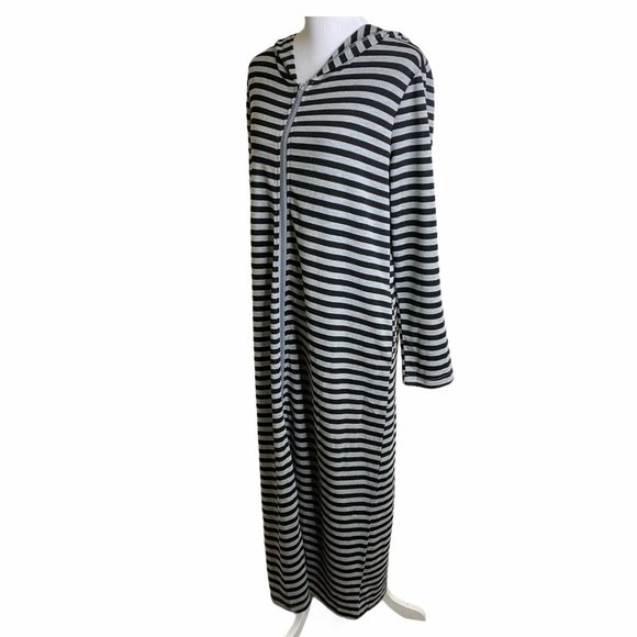 Zexxxy Striped Hooded  Zip Up Terry Maxi Dress - Picture 7 of 12